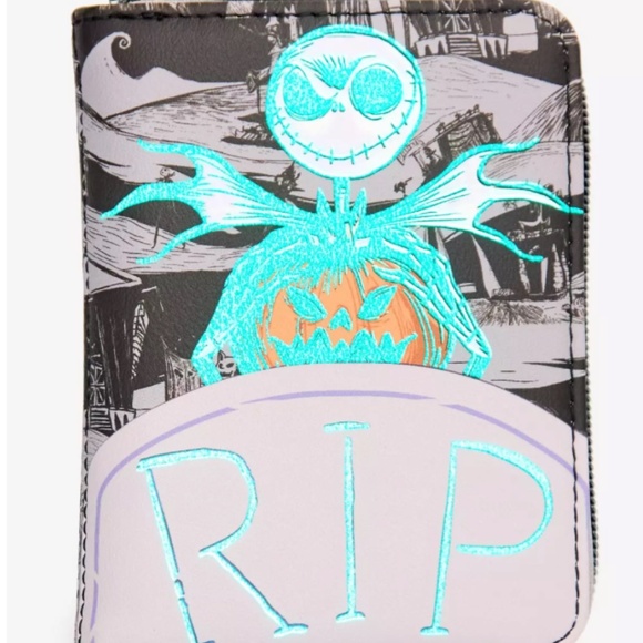 Loungefly Nightmare Before Christmas Jack RIP Glow-In-The-Dark Wallet NEW - Picture 7 of 10